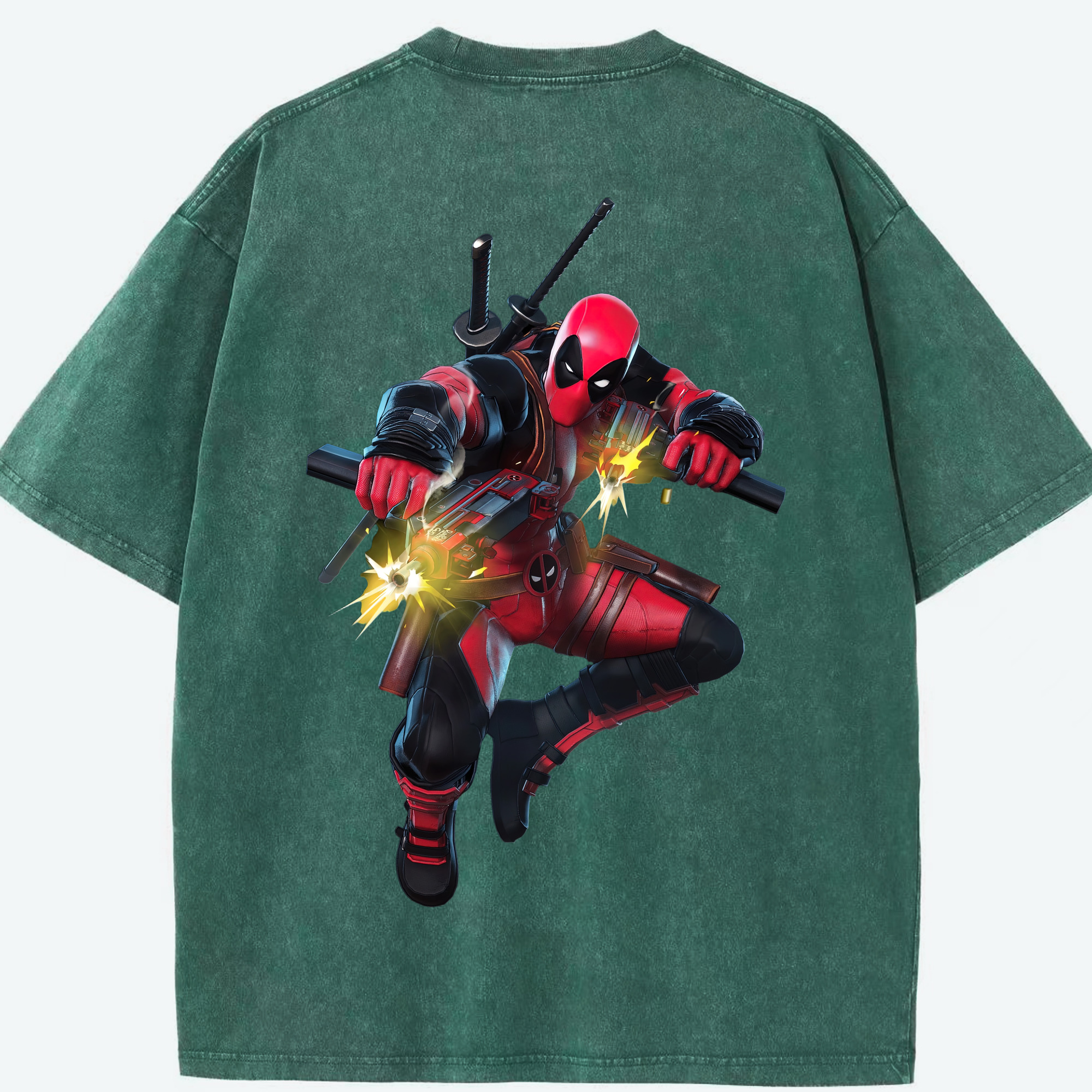 （画像用） Deadpool デッドプール 綿100% ヴィンテージ風 半袖Tシャツ（背面プリント）